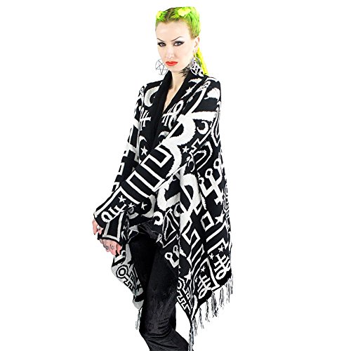 UNIF系 KILL STAR  SPIRITUS CAPE Killstar Womens Spiritus Knitted Cape Small Black White